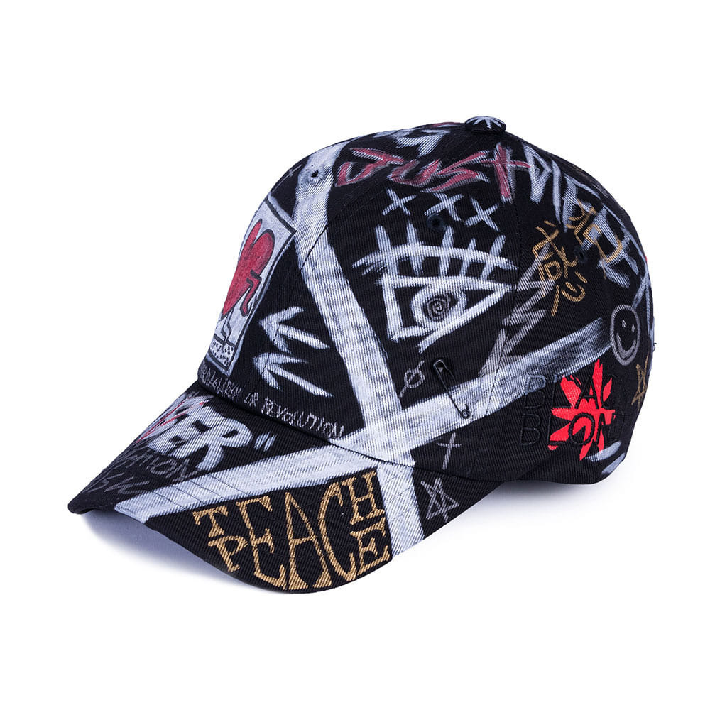 블랙블론드 BLACKBLOND - [Blackblond X Cashmonger X Kanez] BBD Side Logo Graffiti  Japan Edition Cap (Black)