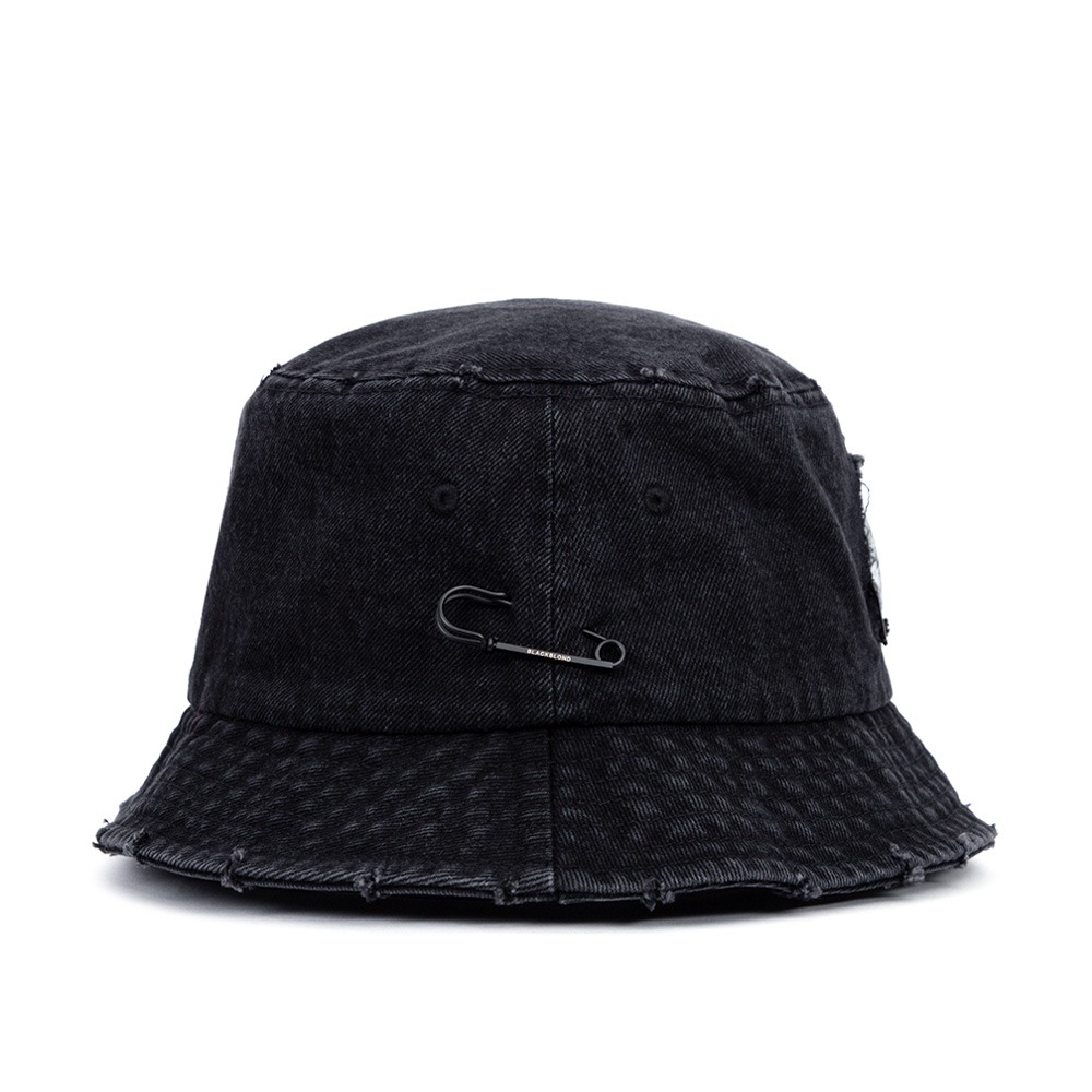 BBD Ripped Custom Disorder Patch Denim Bucket Hat (Black)
