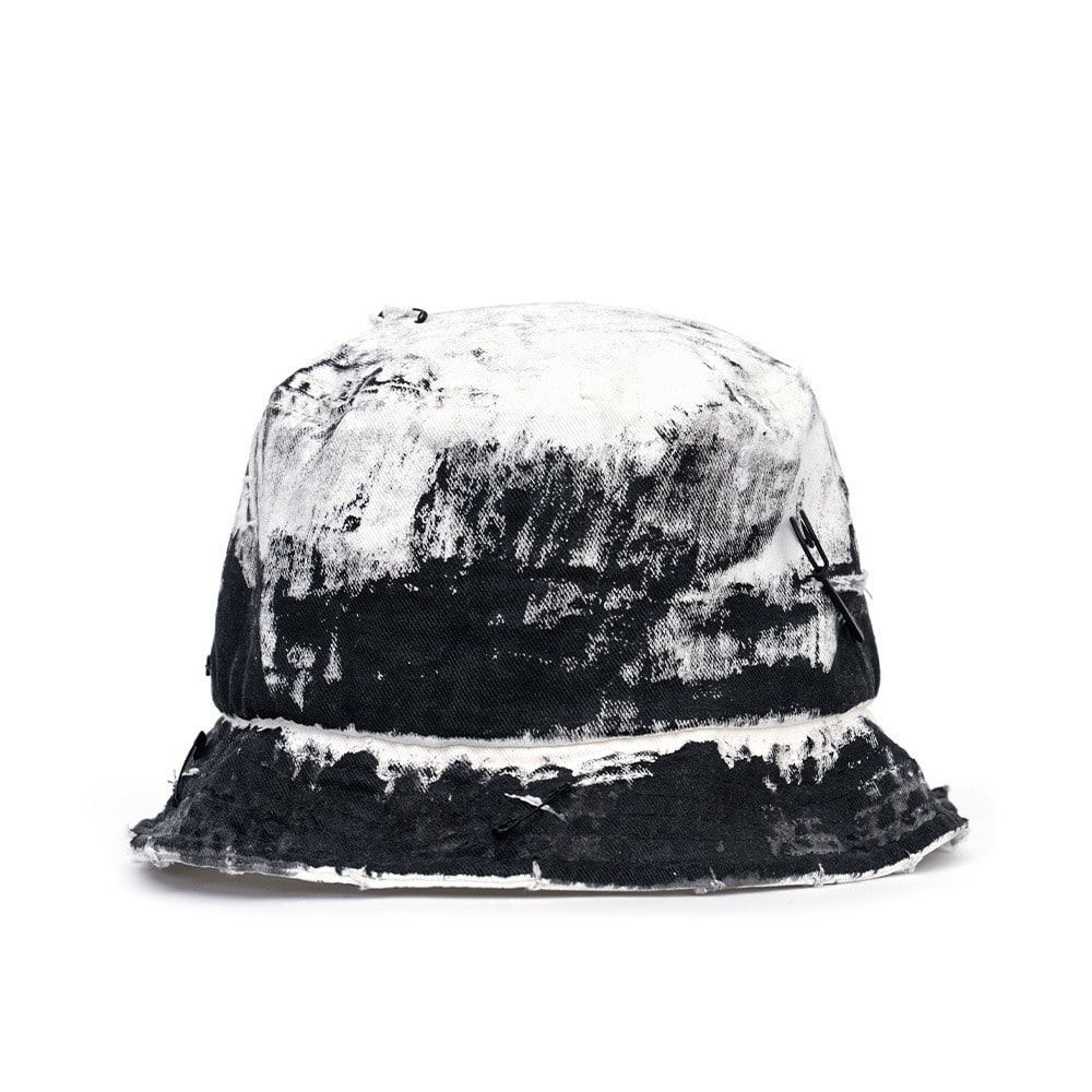 BBD Smoke Painted Custom Denim Bucket Hat (White)